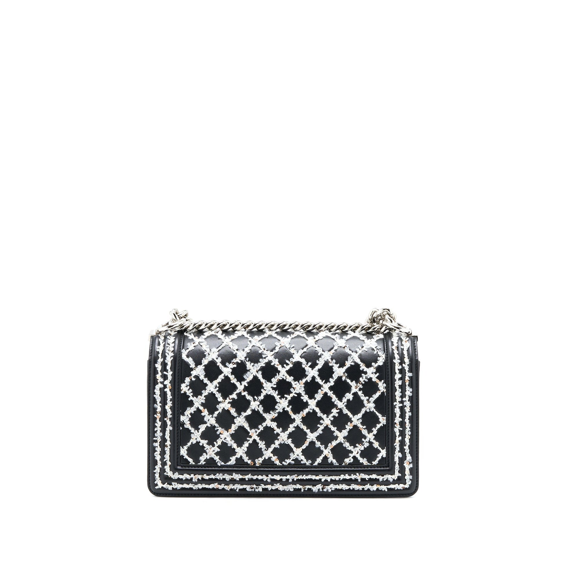 Chanel Boy Limited Lambskin SHW Black White Handbag