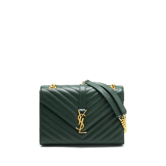 YSL Saint Laurent Saint Laurent Chevron Purse Dark Travel Bag Monogram Green
