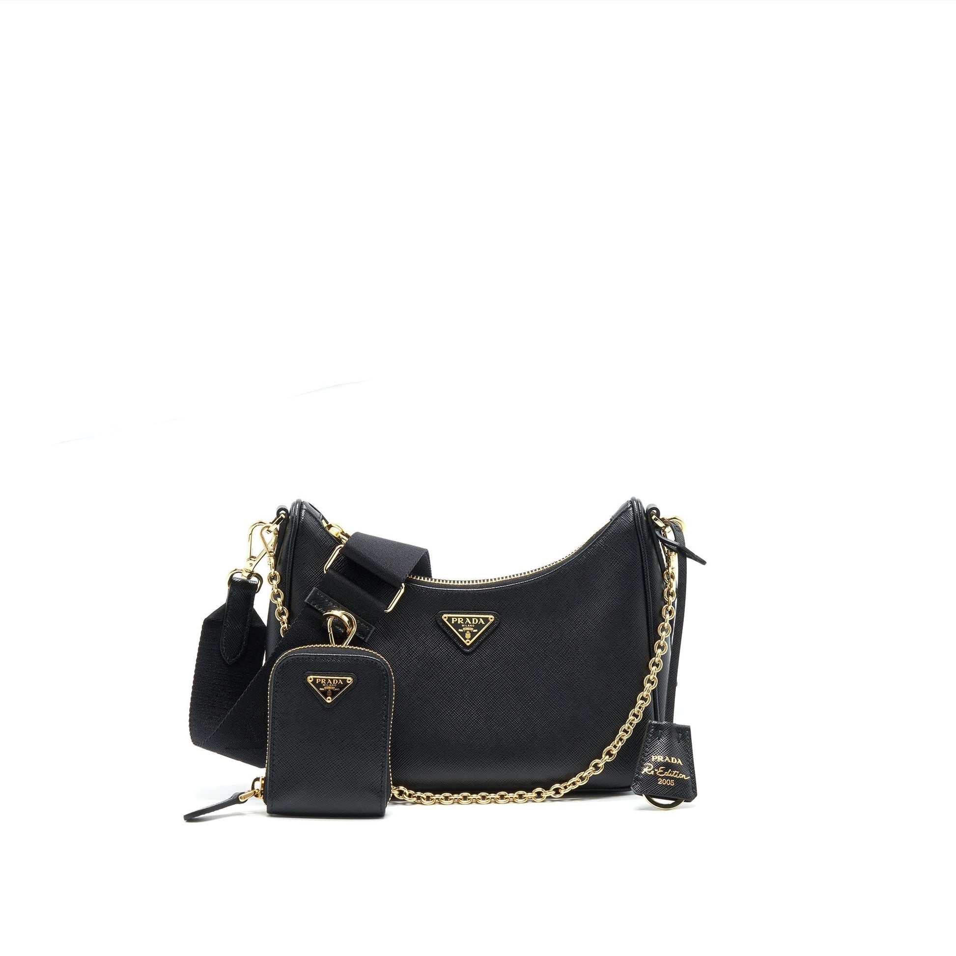 Re Edition Saffiano In Handbag Leather Black Travel Bag