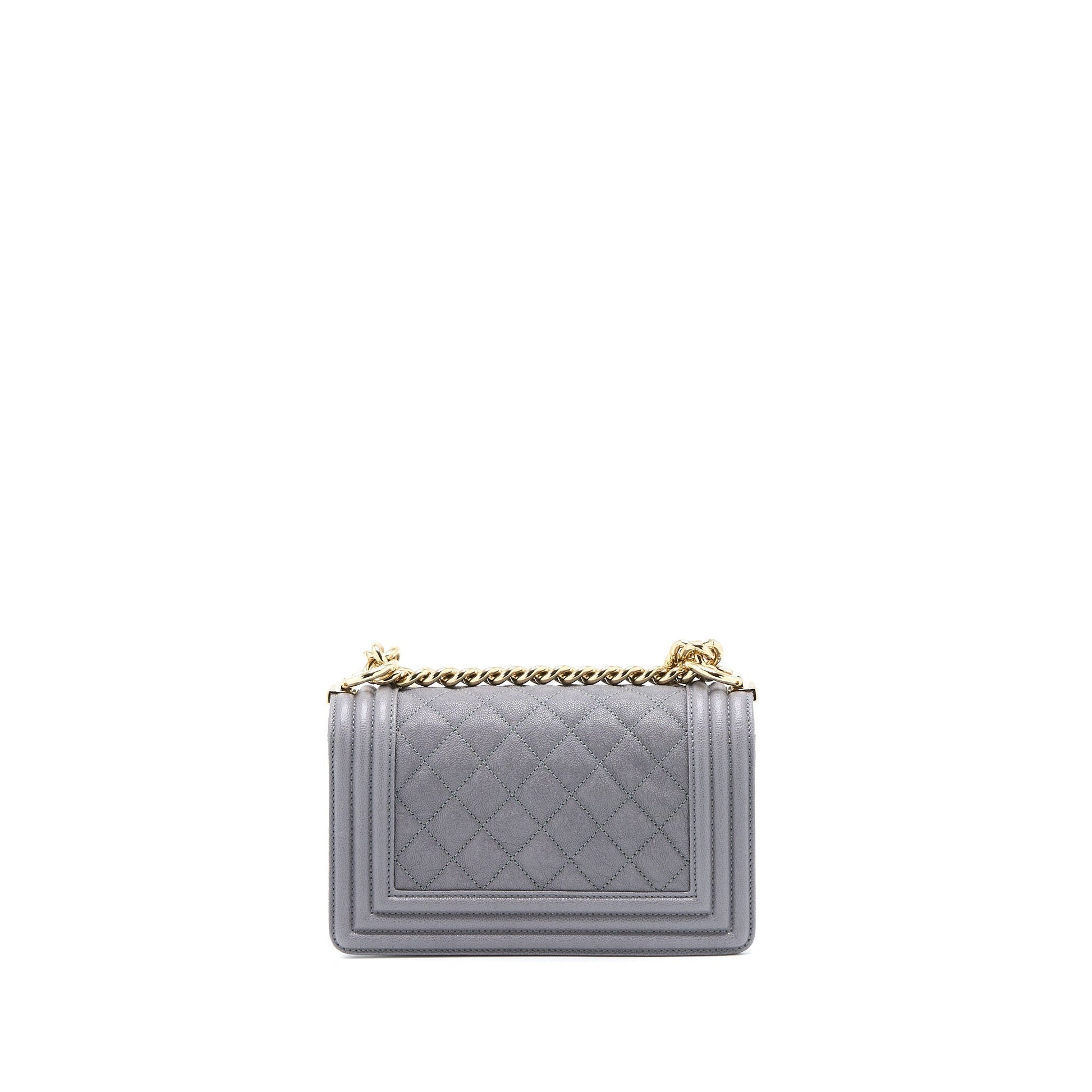 Chanel Boy Caviar LGHW Grey Small Handbag
