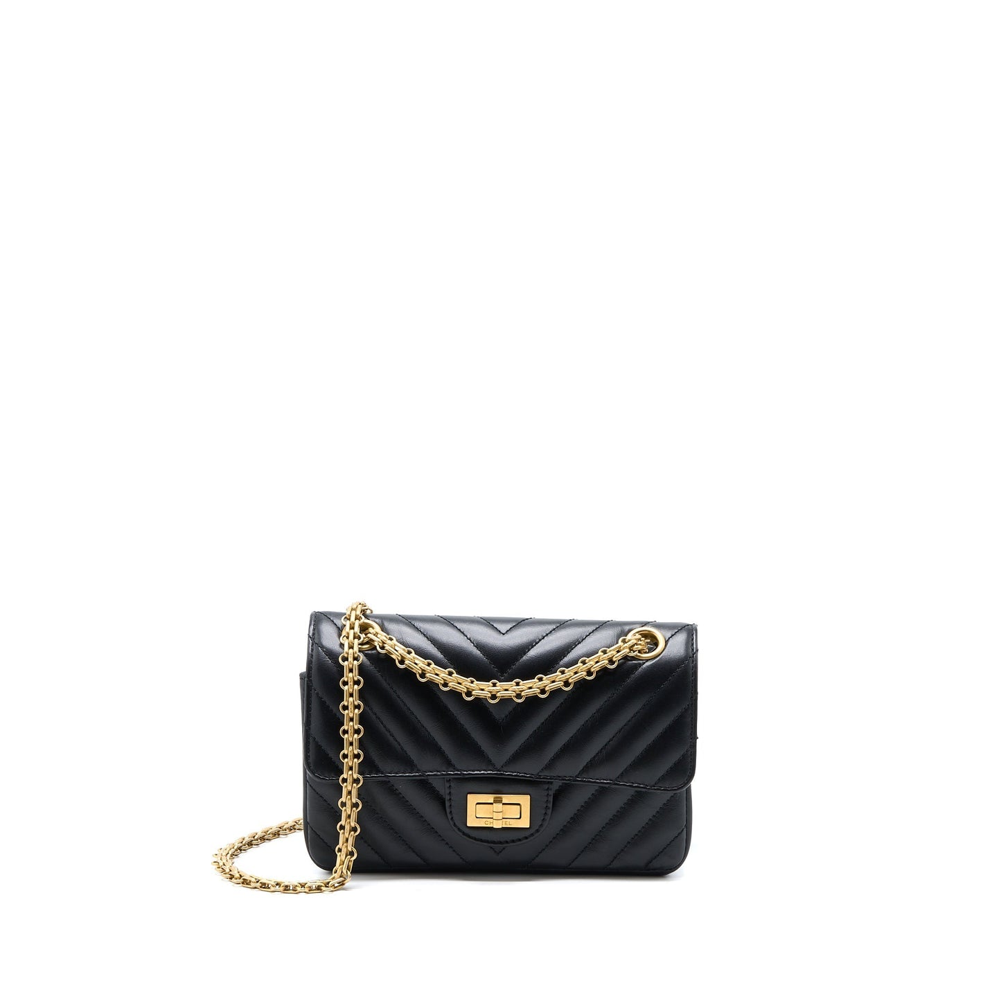 Chanel 2.55 Reissue Chevron Flap Aged Calfskin Black Shoulder Bag