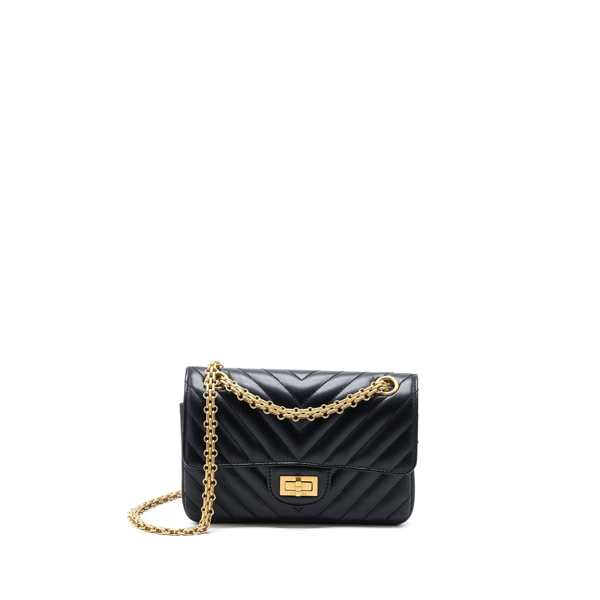 Chanel 2.55 Reissue Chevron Flap Aged Calfskin Black Shoulder Bag