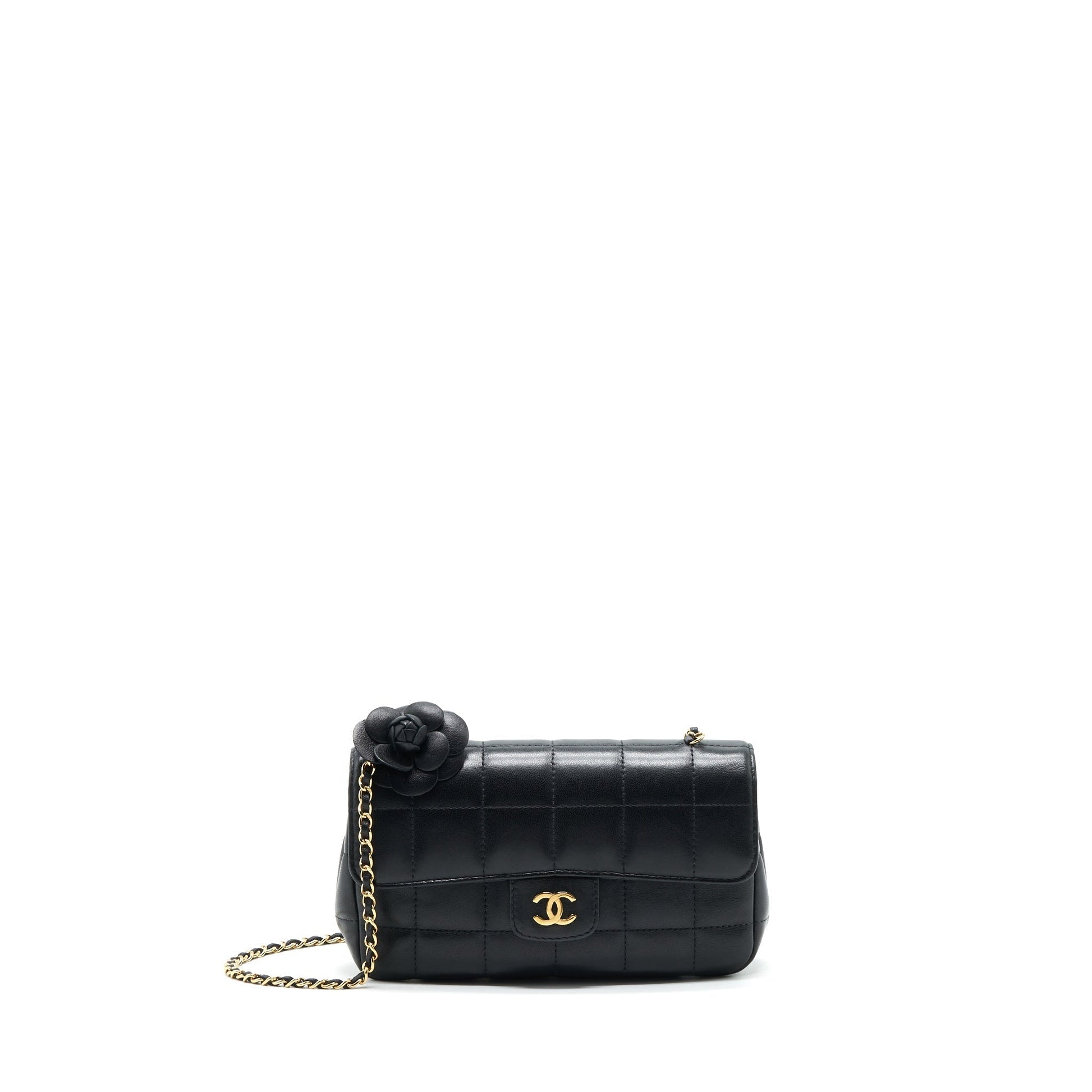 Chanel Camellia Flap Lambskin GHW Black Shoulder Bag