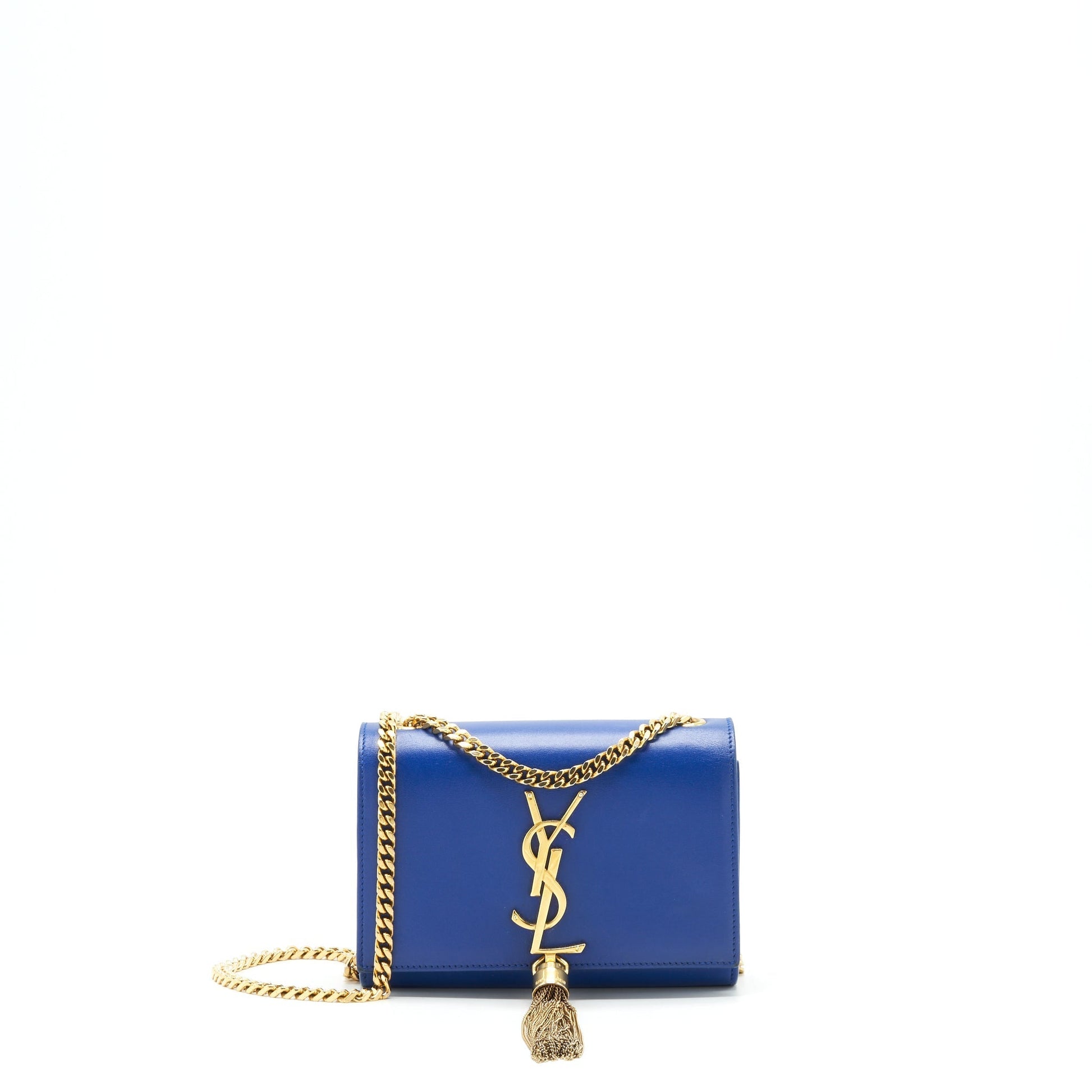 YSL Saint Laurent Kate Purse Tassel Electric Travel Bag Blue Mini