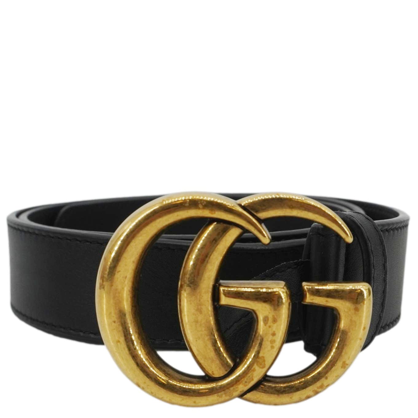 Gucci Buckle Belt Handbag Leather Black Accessory 85 35