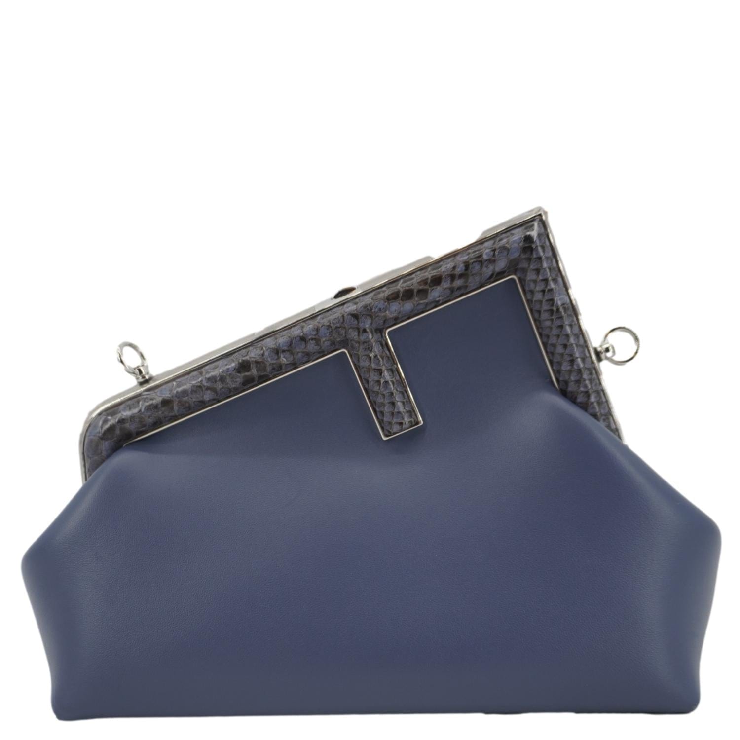 Fendi First Nappa Shoulder Bag Leather Blue Small