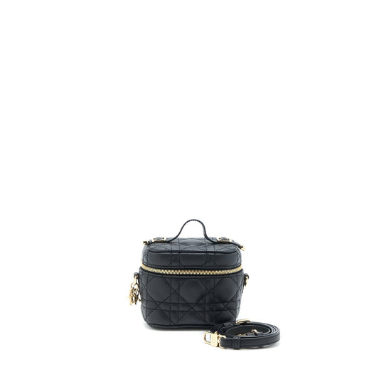 Dior Micro Lady Vanity Case Lambskin Handbag Black Travel Bag