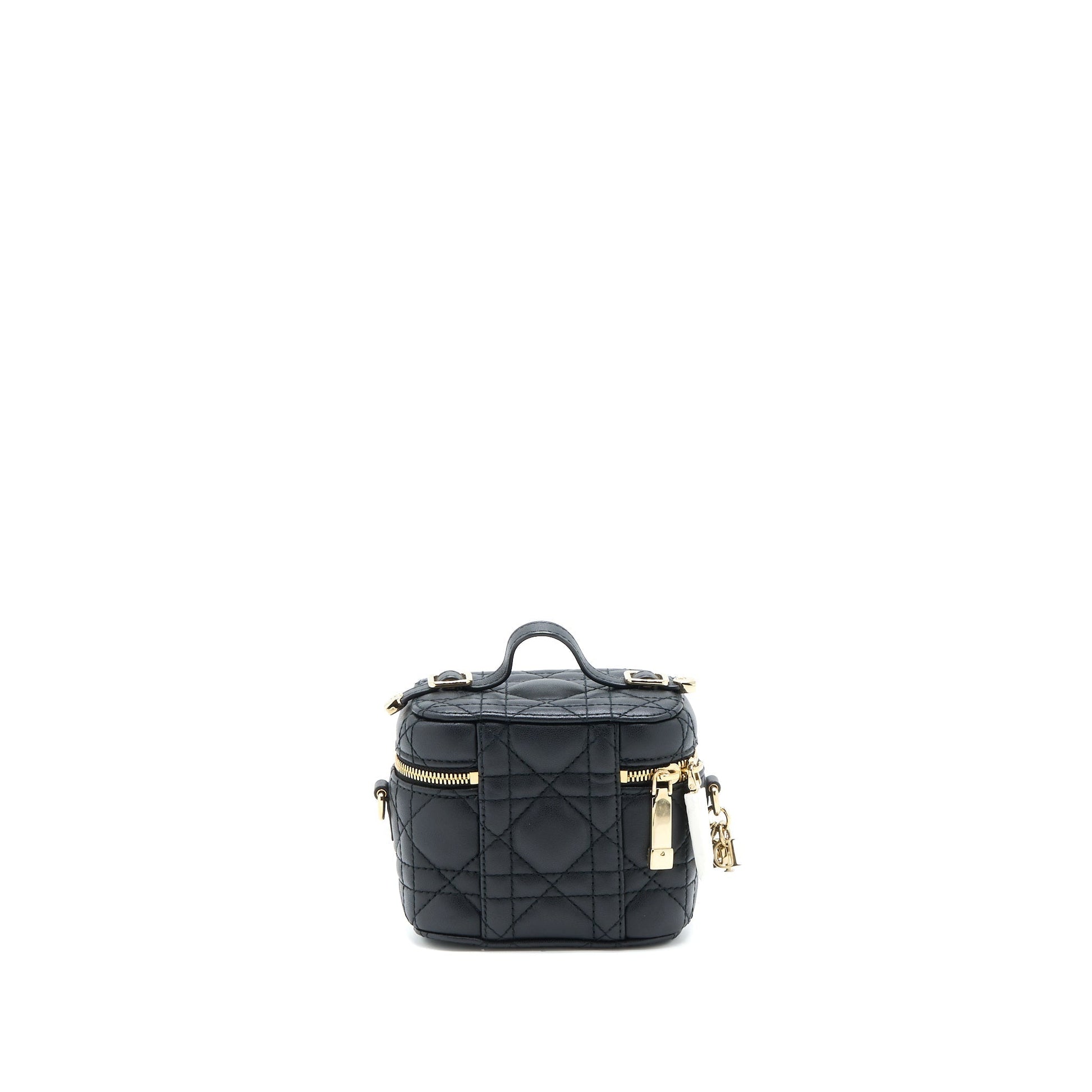 Dior Micro Lady Vanity Case Lambskin Handbag Black Travel Bag