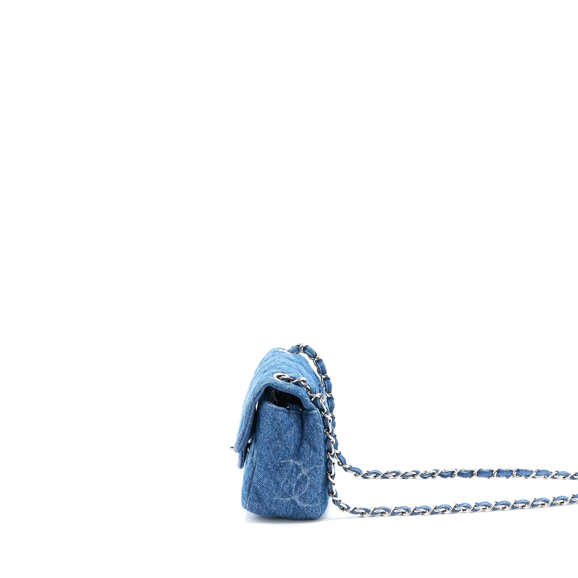 Chanel 20B Square Flap CC Print Denim Blue Shoulder Bag Blue Shw