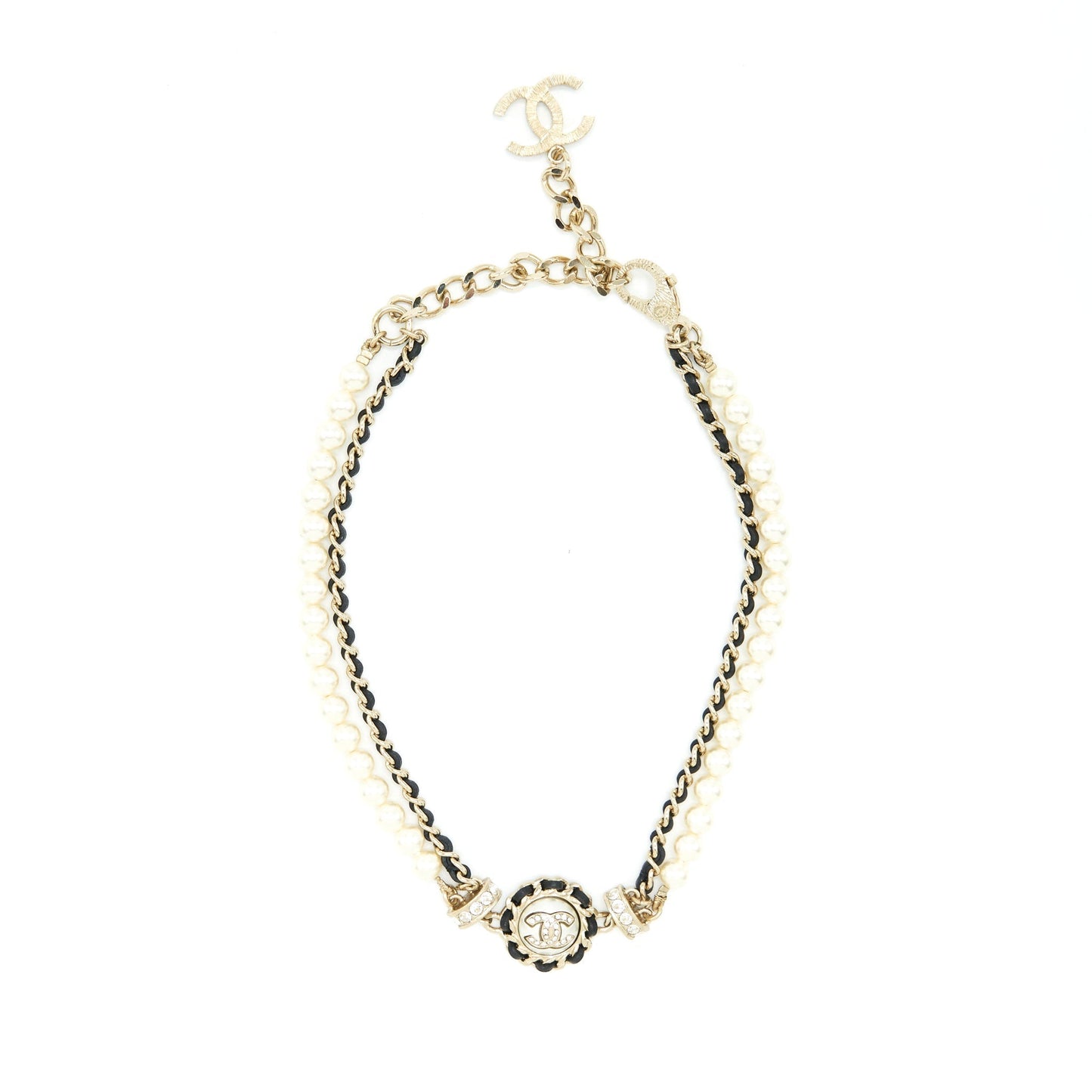 Chanel 21S Pearl Crystal Choker LGHW Leather Handbag