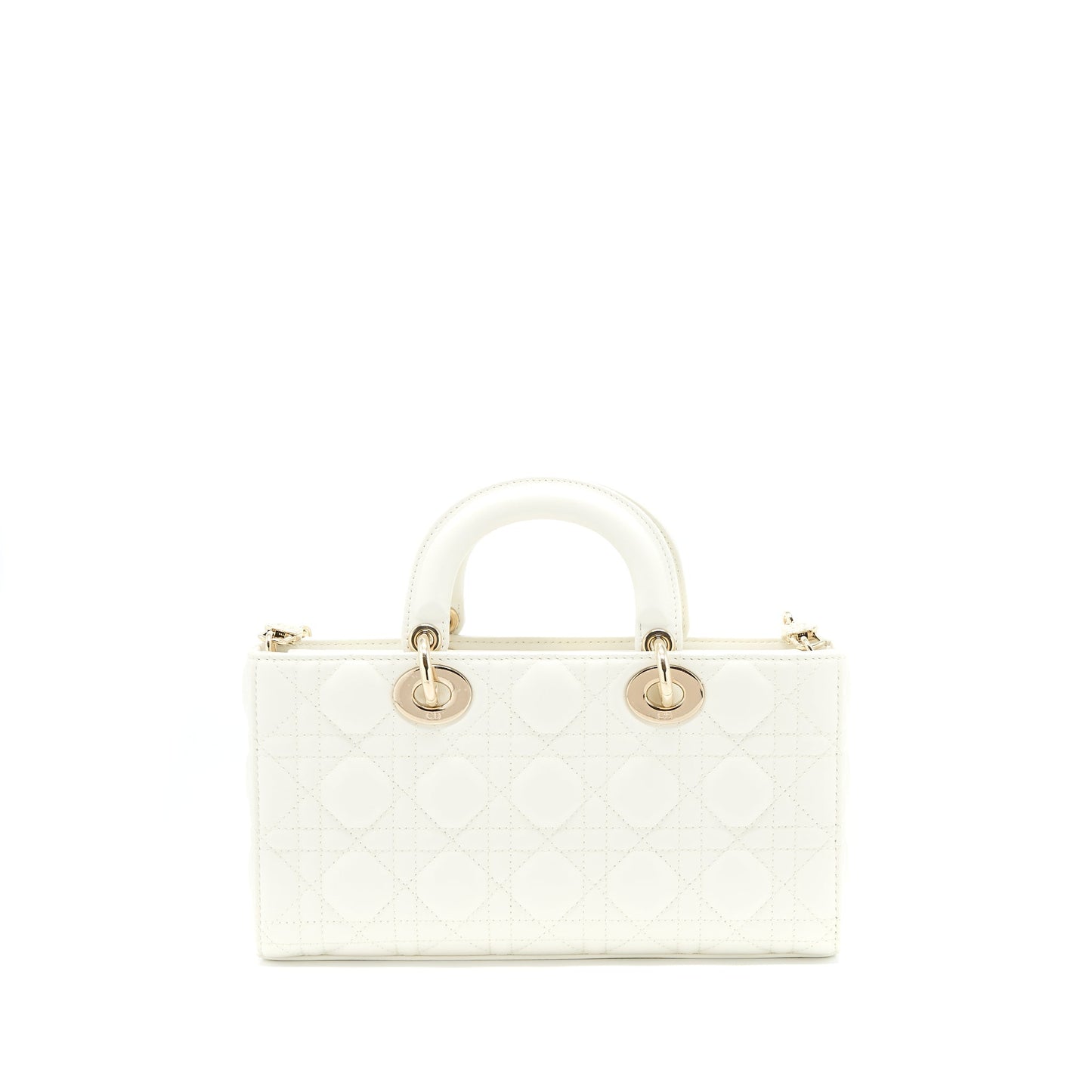 Dior Lady D Joy Purse Latte Cannage Lambskin White Travel Bag