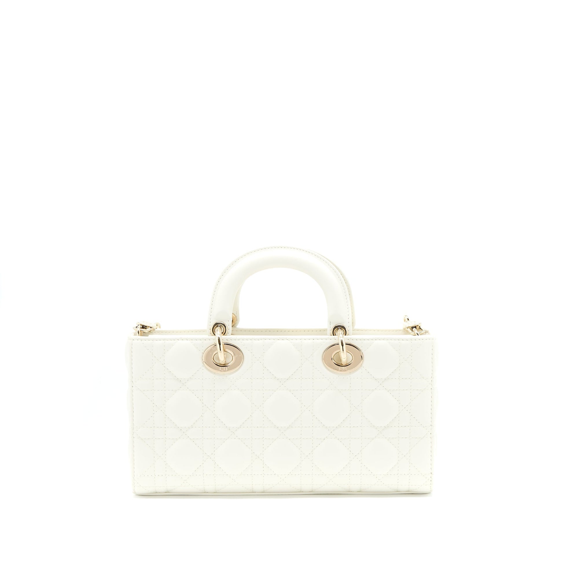 Dior Lady D Joy Purse Latte Cannage Lambskin White Travel Bag