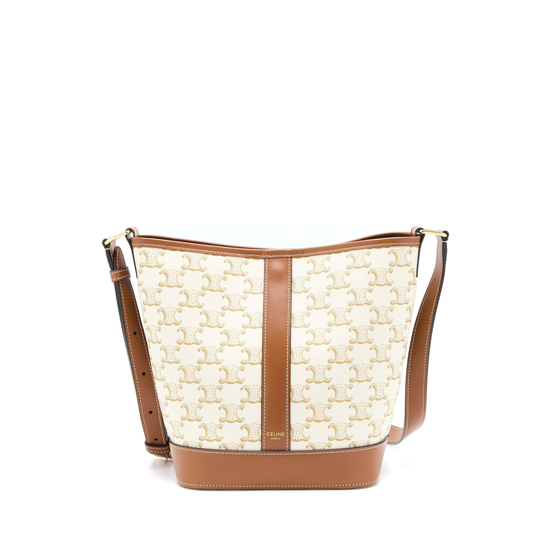 Celine Bucket Purse Triomphe Calfskin Handbag Canvas White Bucket Bag