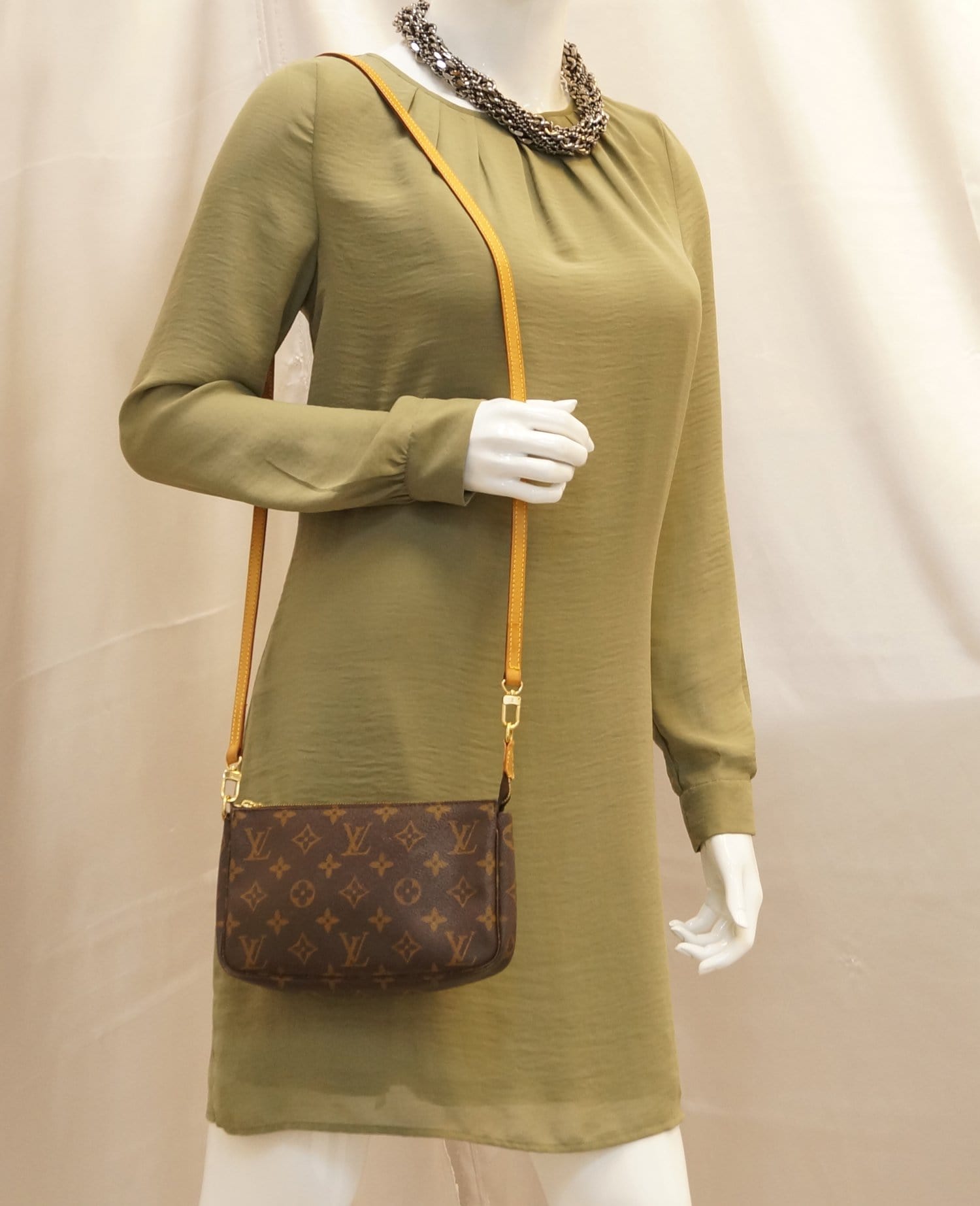 Louis Pochette Accessoires Long Shoulder Pouch Canvas Monogram Crossbody Bag