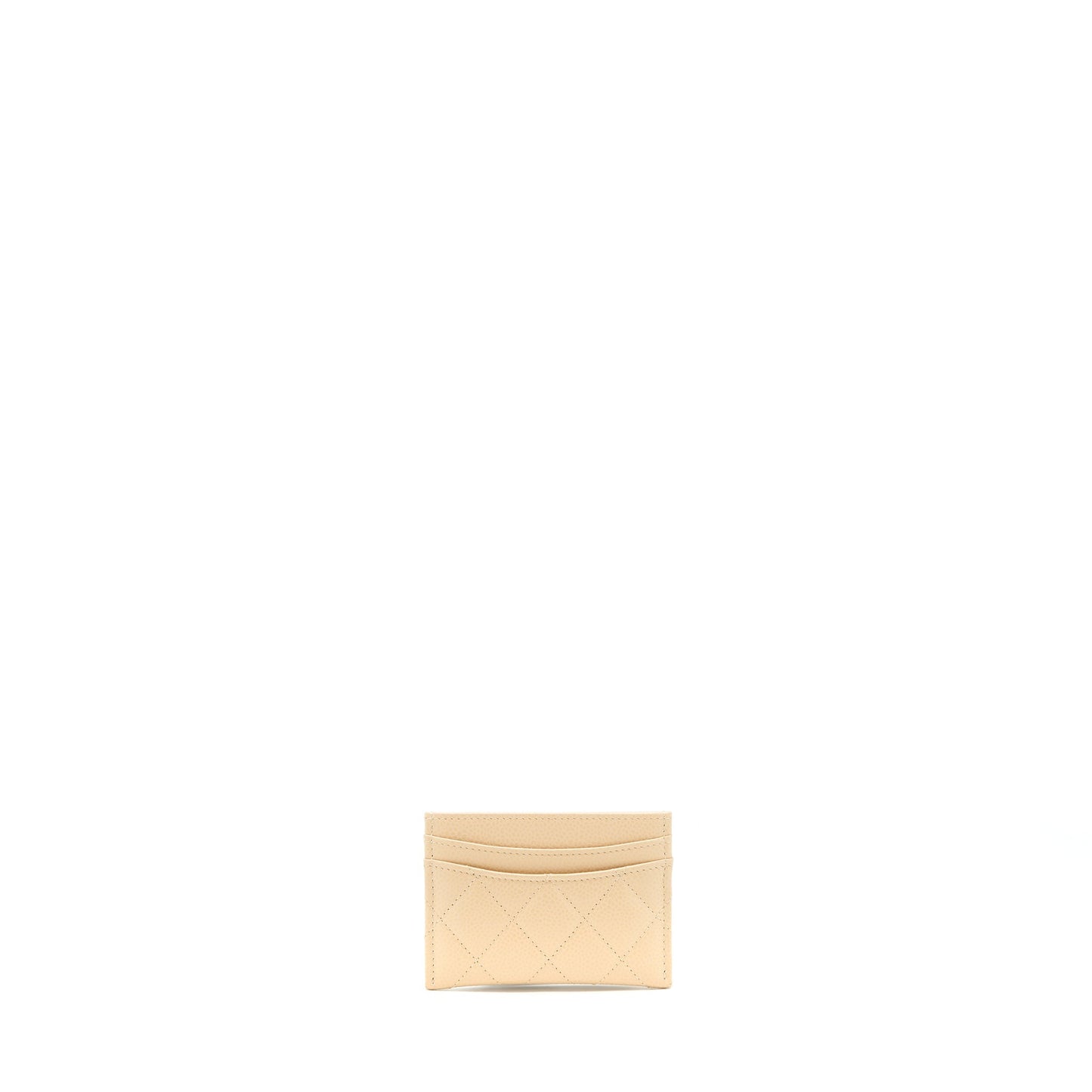 Chanel Card Holder Caviar GHW Beige Leather Wallet Case