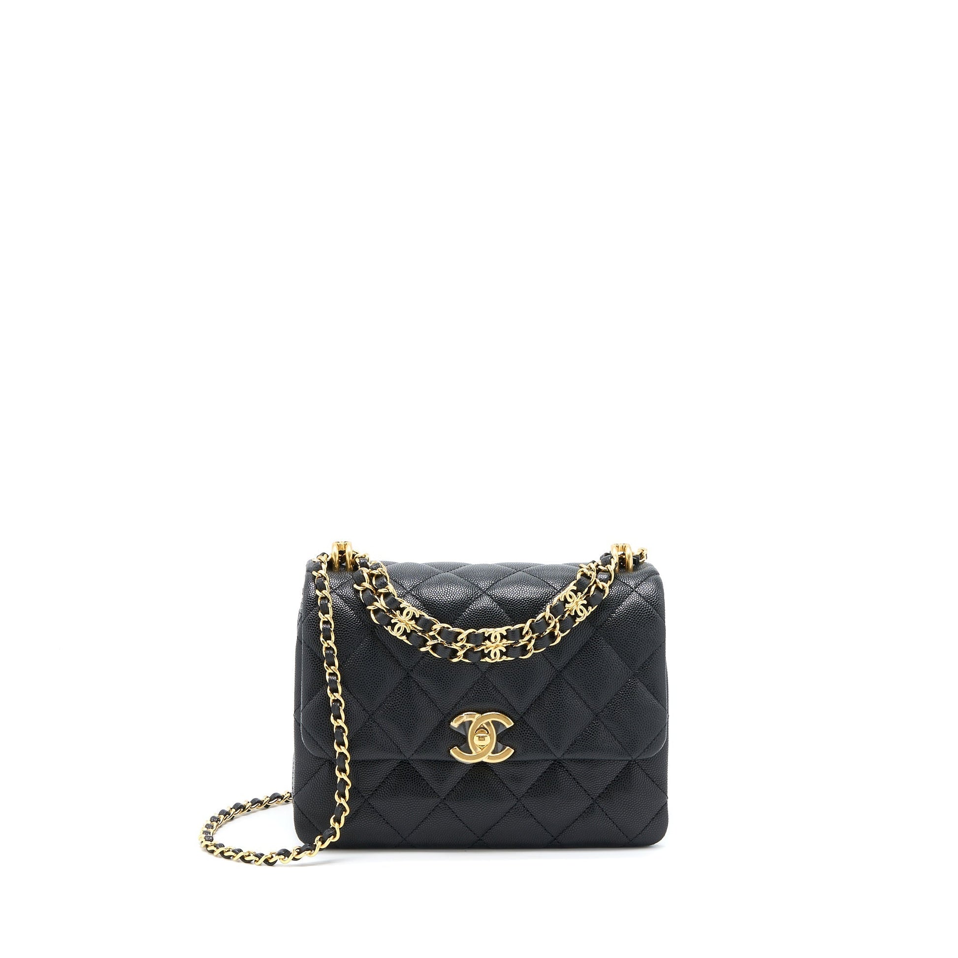 Chanel 22K Coco Flap Grained Calfskin GHW Black Shoulder Bag Black Ghwmicrochip