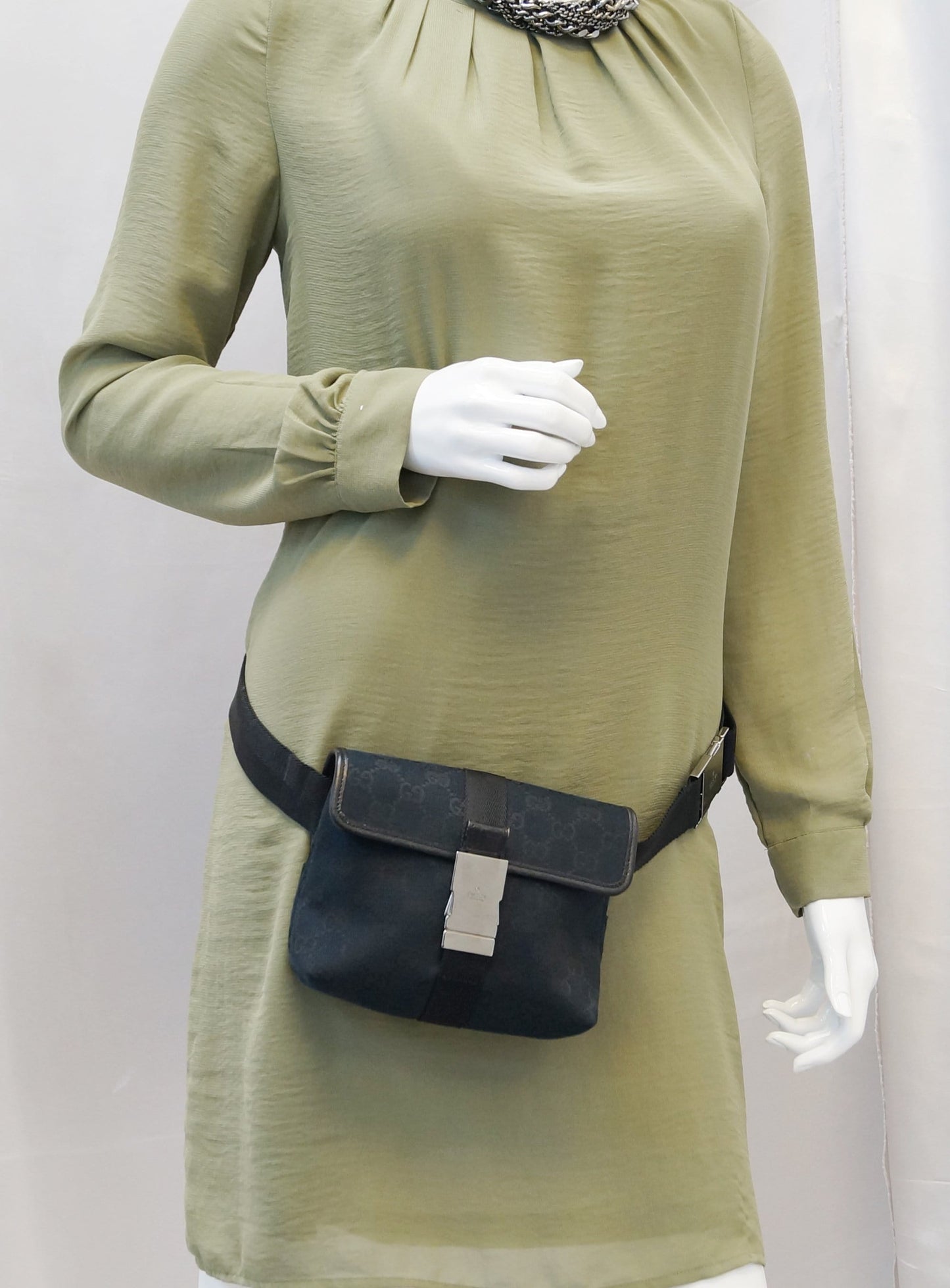 Gucci Waist Bag Monogram Black Crossbody Bag
