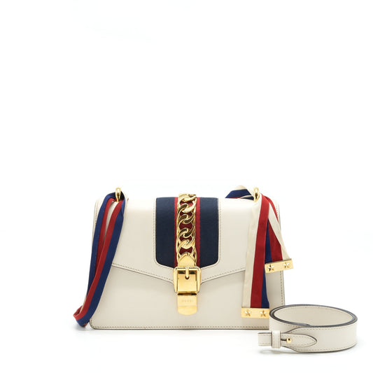 Gucci Sylvie Bag White Small Travel Bag White Lghw