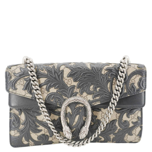 Gucci Arabesque Dionysus Supreme Shoulder Bag Canvas Black