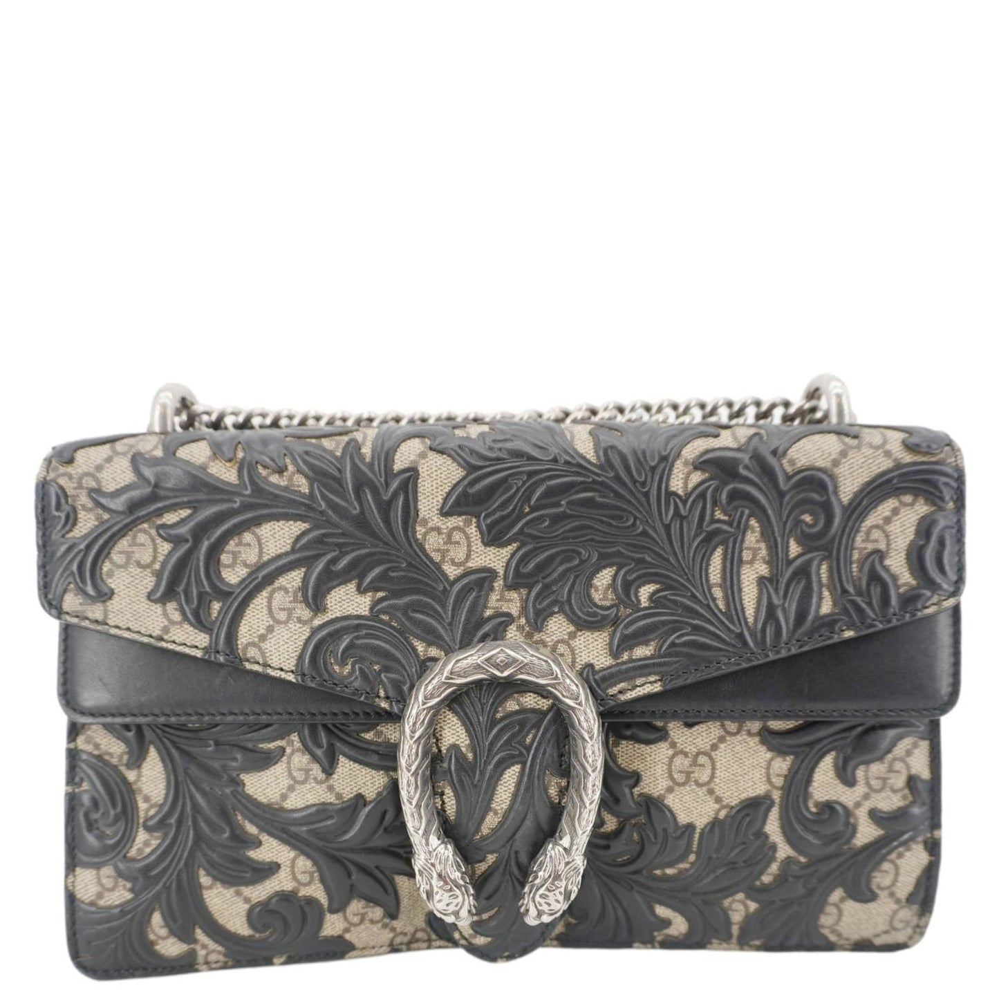 Gucci Arabesque Dionysus Supreme Shoulder Bag Canvas Black