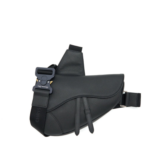 Dior Saddle Purse Grained Calfskin Handbag Black Travel Bag