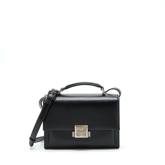 YSL Saint Laurent Bellachasse Calfskin Ruthenium Sliver Hardware Travel Bag Black