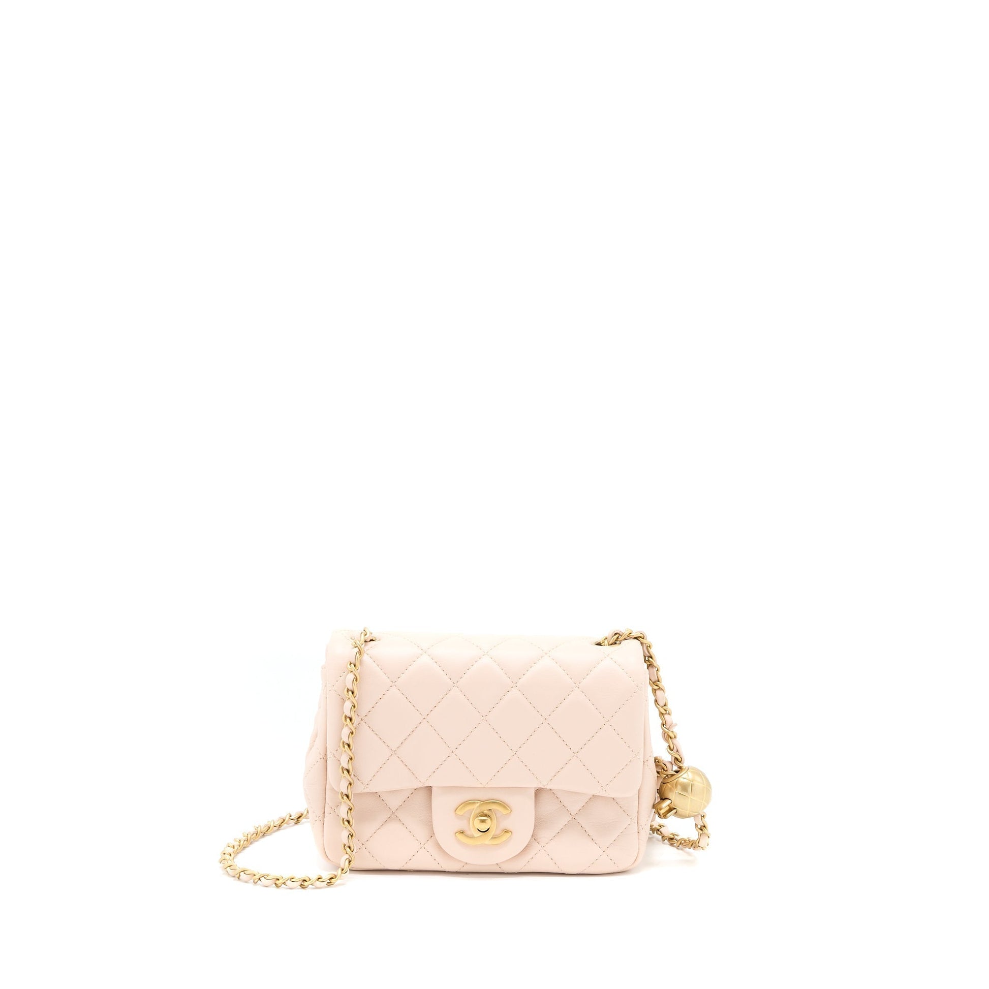 Chanel Pearl Crush Square Lambskin Light Brushed Beige Mini Bag