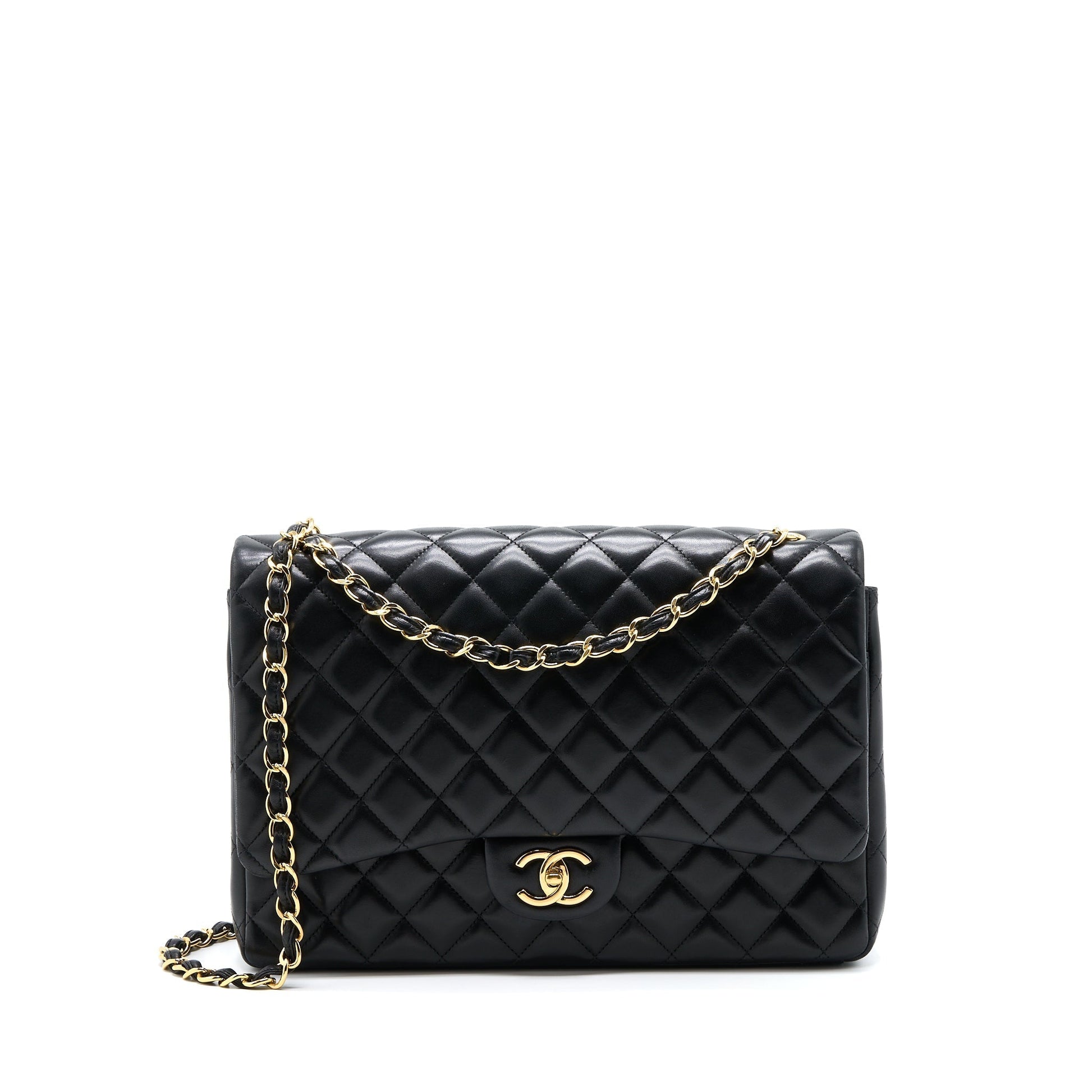 Chanel Maxi Classic Double Flap Lambskin GHW Black Shoulder Bag