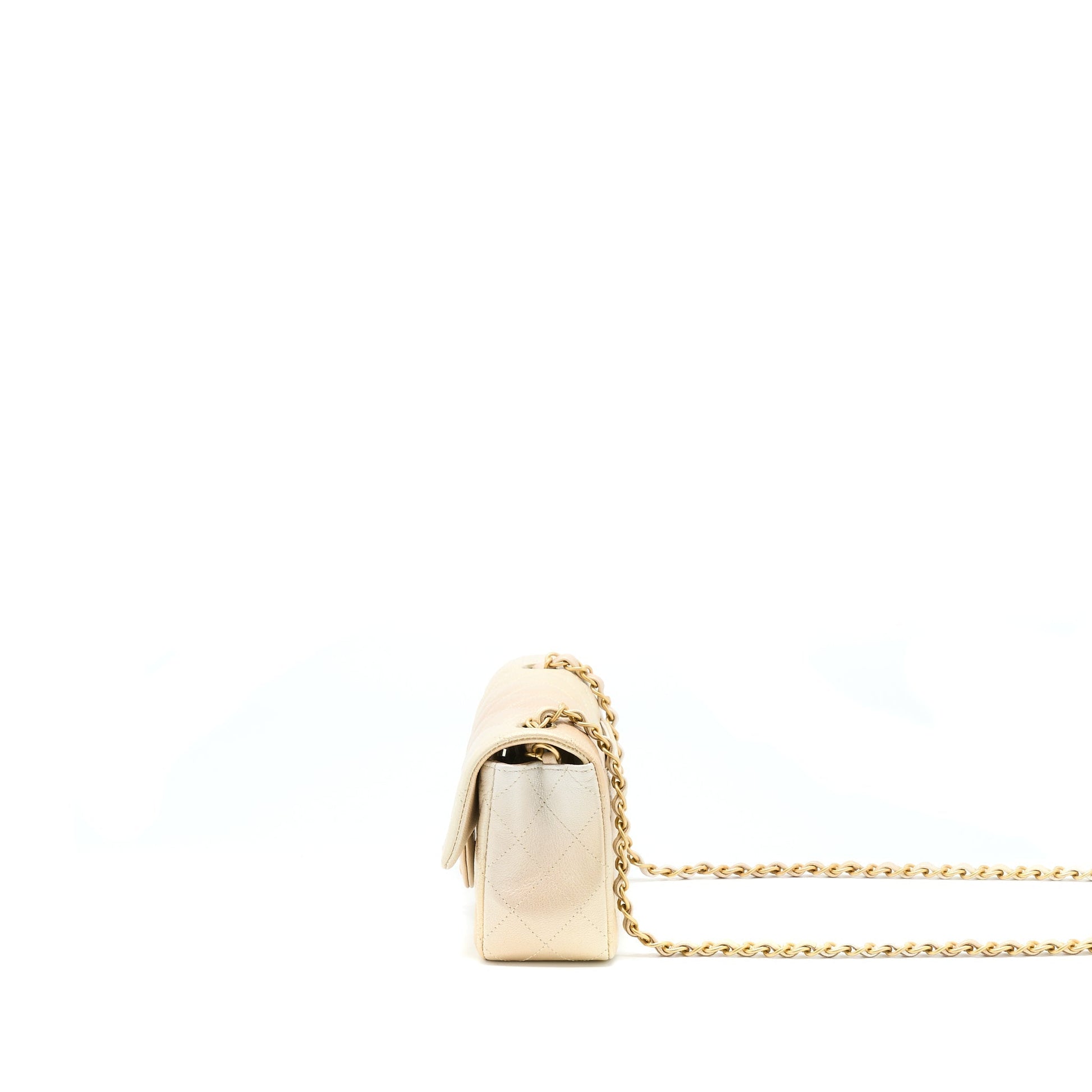 Chanel 22C Rectangular Flap Goatskin Ombre Brushed Beige Shoulder Bag