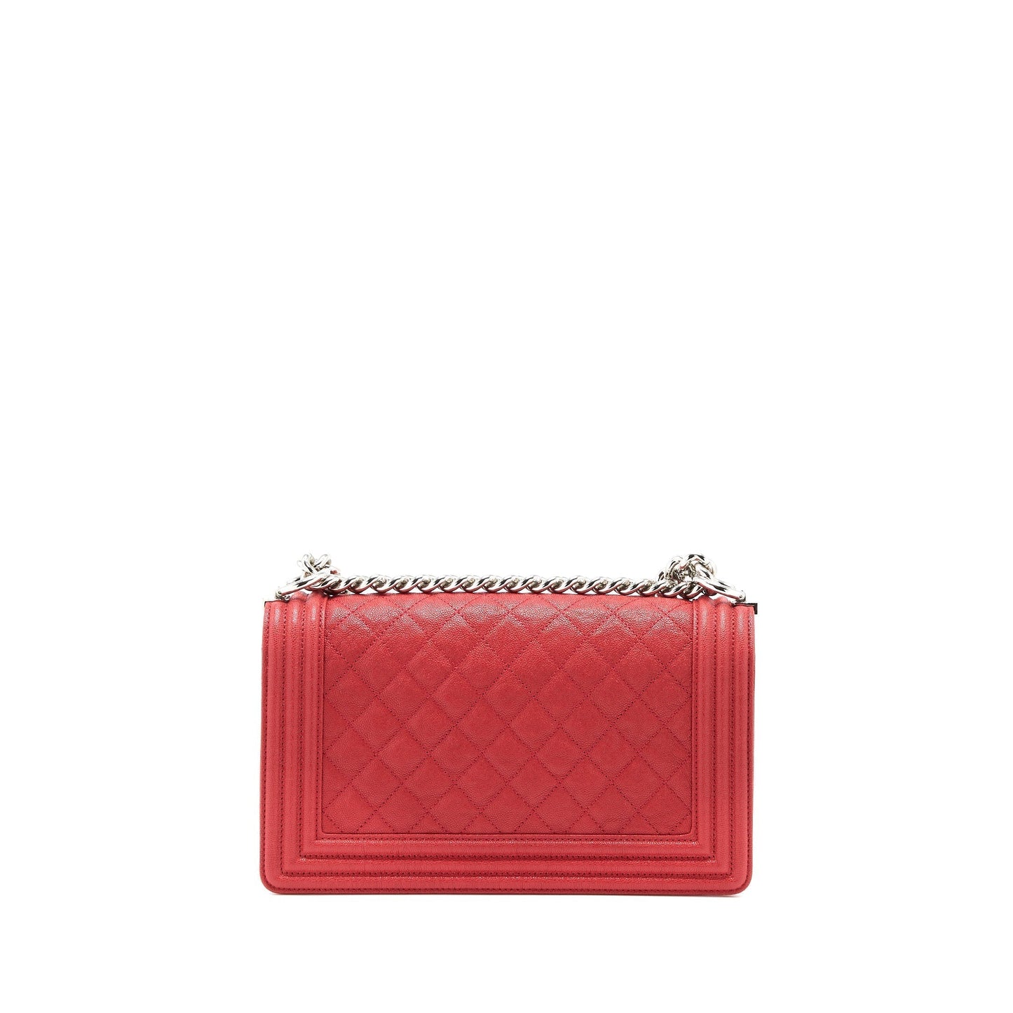 Chanel Boy Caviar SHW Red Handbag