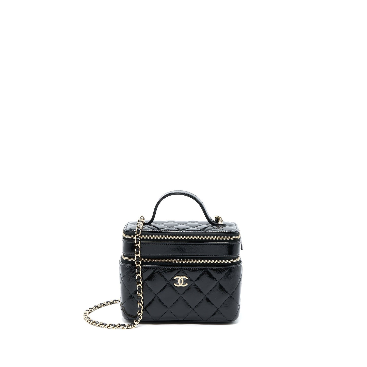 Chanel Vanity Glazed Lambskin LGHW Black Handbag