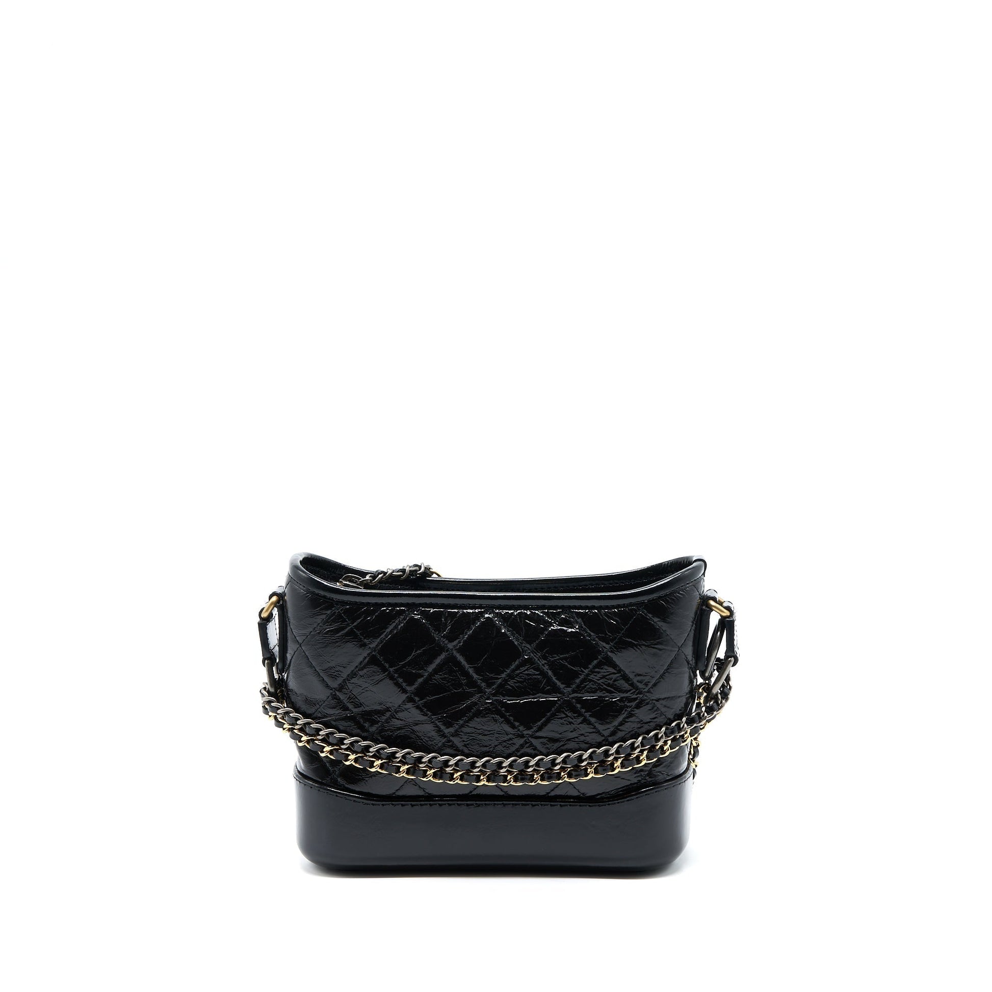 Chanel Gabrielle Hobo Shiny Calfskin Hardware Multicolour Black Small Shoulder Bag