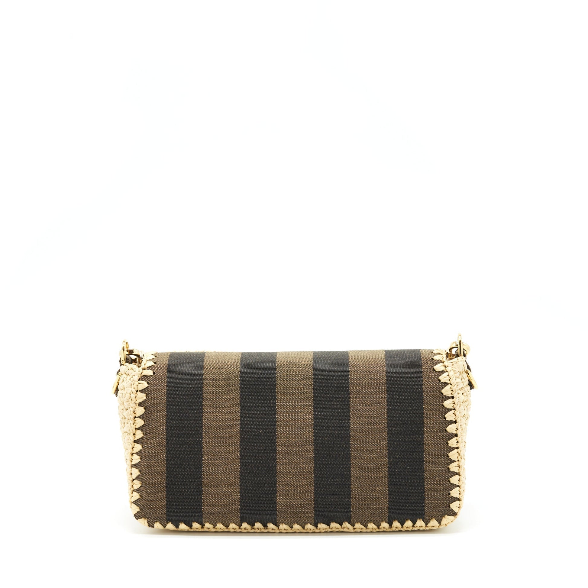 Fendi Baguette Purse Fabric Brown Cream Mini Shoulder Bag