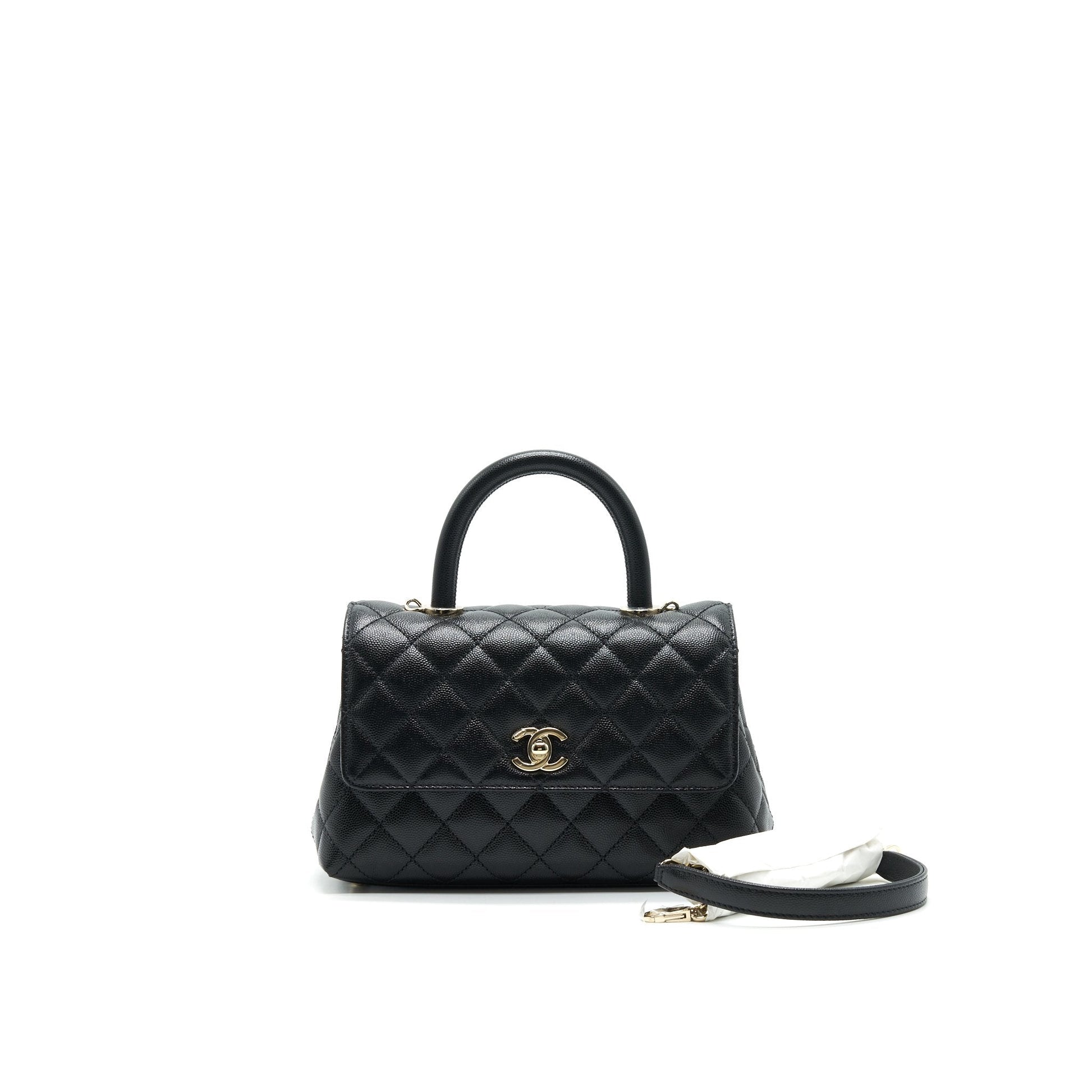 Chanel 21K Coco Handle 24cm Caviar LGHW Black Small Handbag