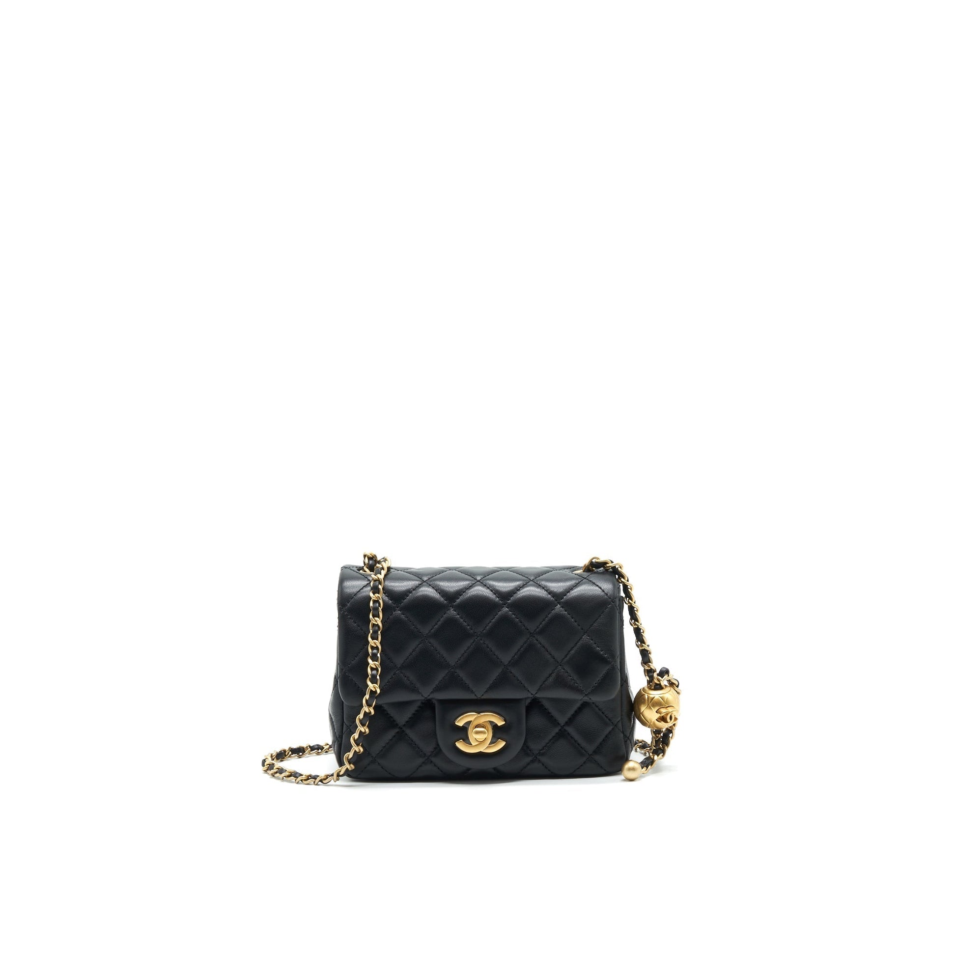Chanel 21B pearl Crush Square flap GHW Black Shoulder Bag Microchip 1