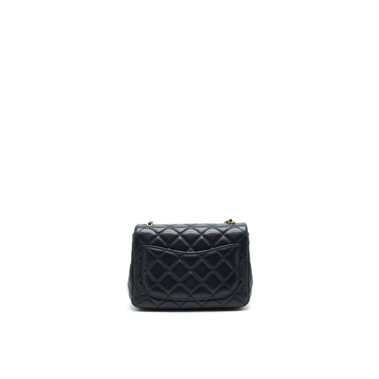 Chanel Pearl Crush Square Flap Lambskin GHW Black Shoulder Bag