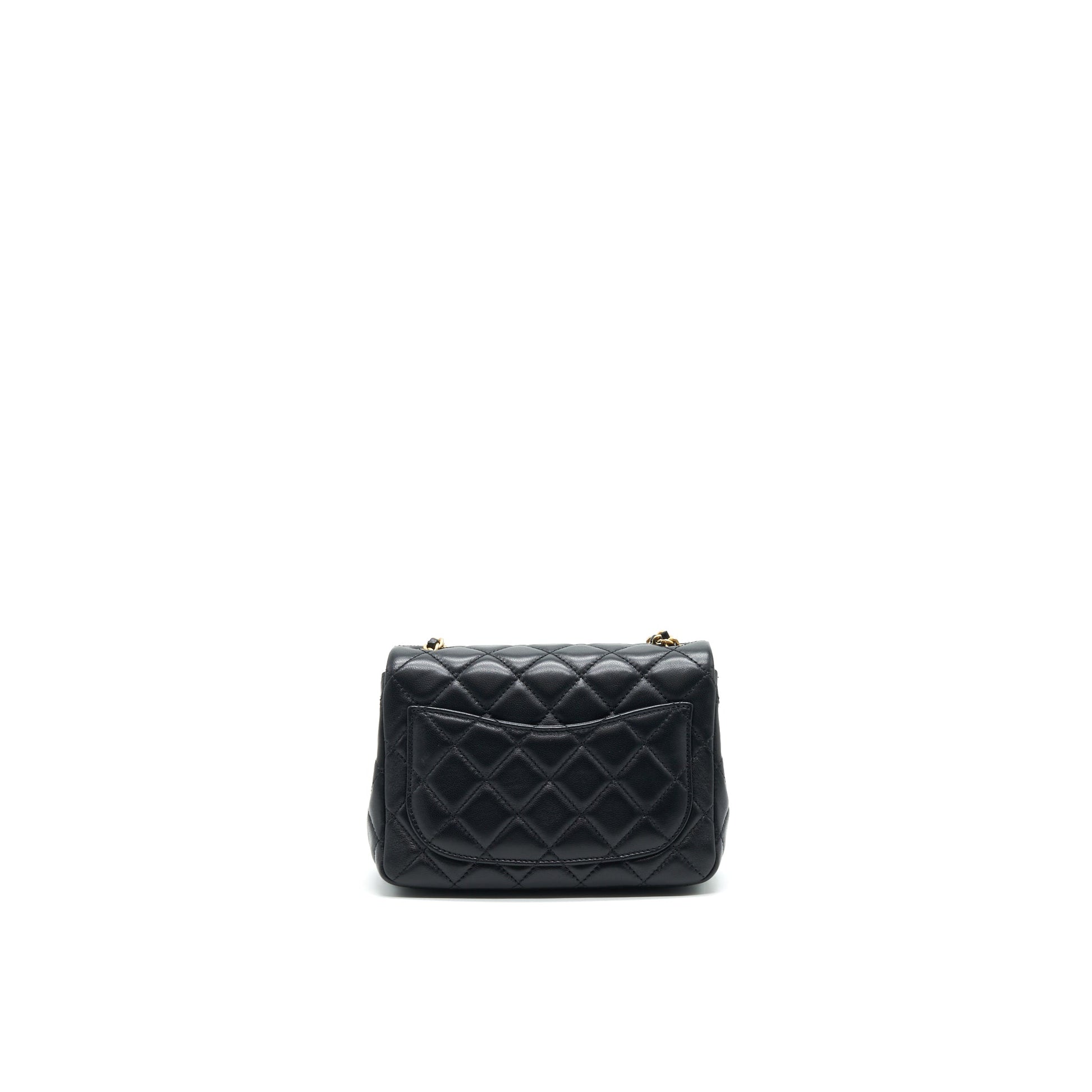 Chanel 21B pearl crush Square flap GHW Black Shoulder Bag