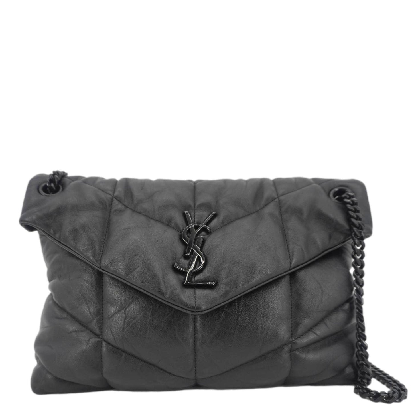 YSL Saint Laurent Yves Loulou Puffer Crossbody Bag Leather Lambskin Quilted