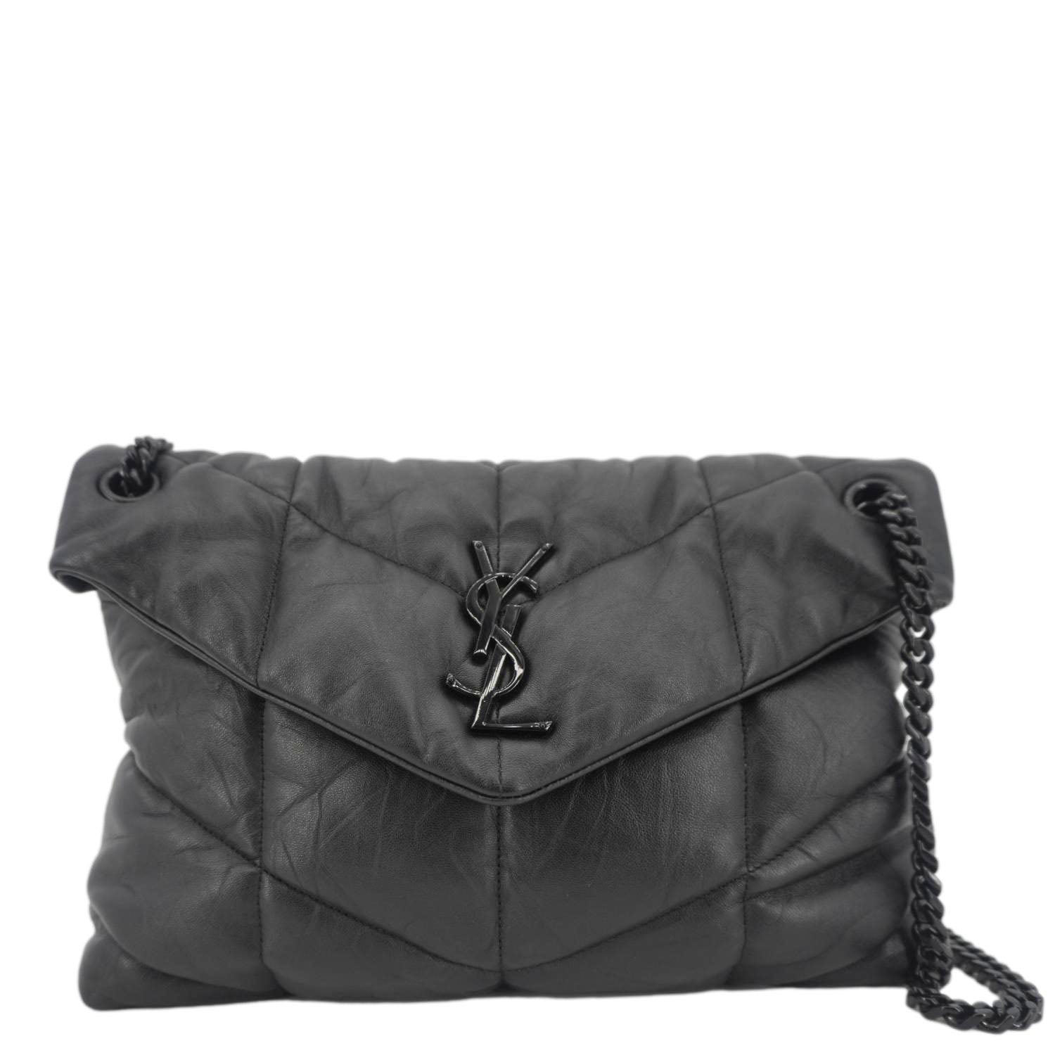 YSL Saint Laurent Yves Loulou Puffer Crossbody Bag Leather Lambskin Quilted