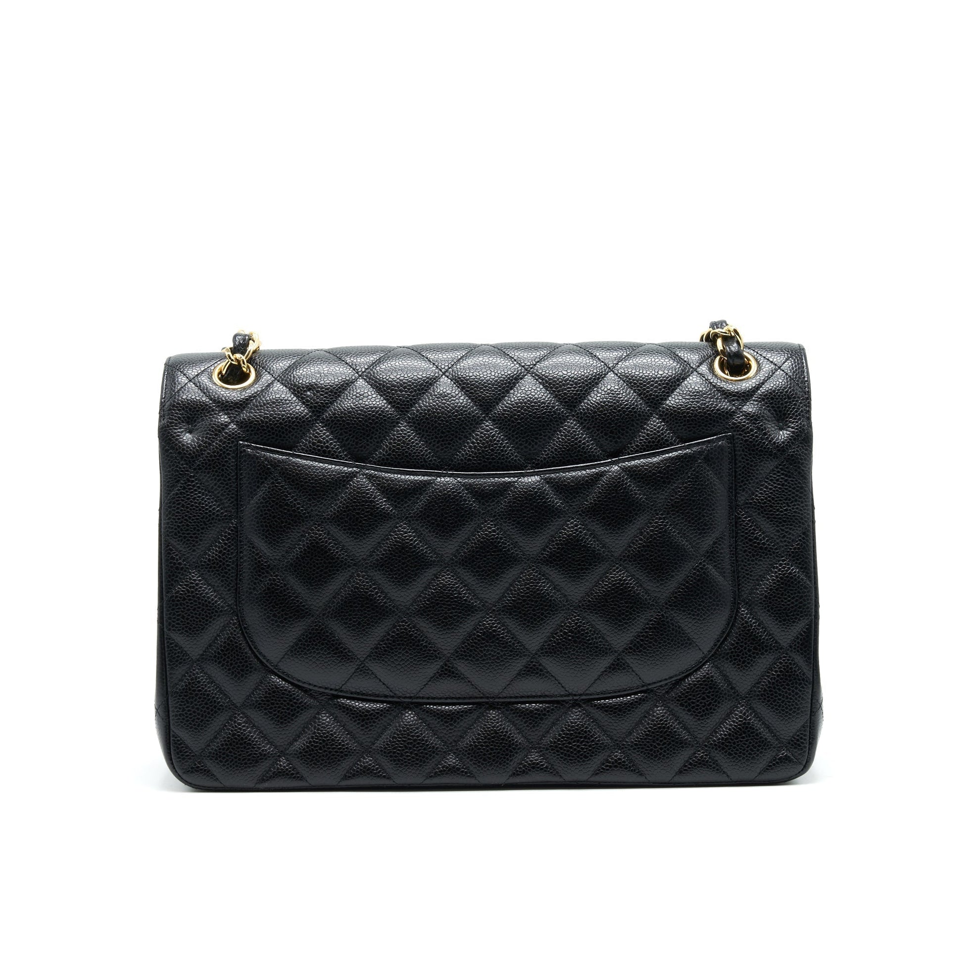 Chanel CLASSIC JUMBO DOUBLE FLAP CAVIER GHW Black Shoulder Bag