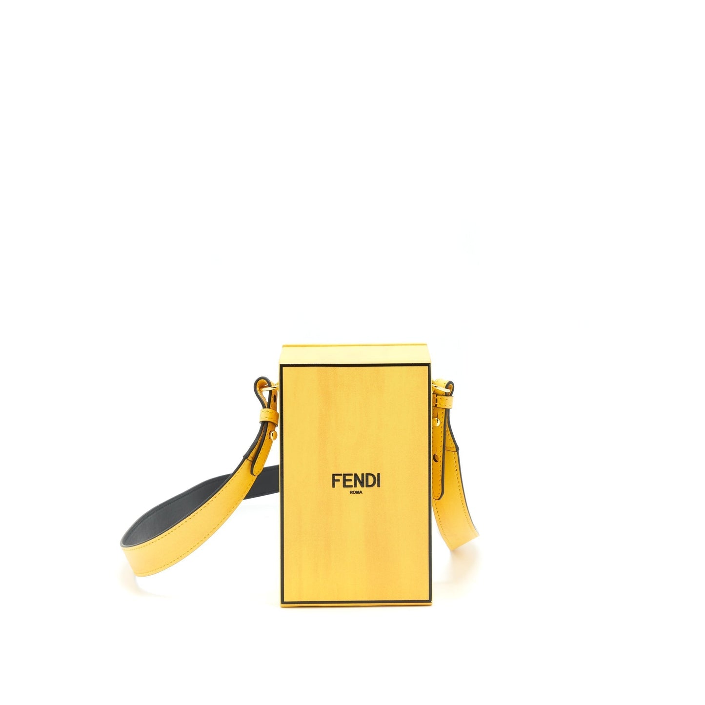 Fendi Vertical Box Purse Black Yellow Mini Shoulder Bag