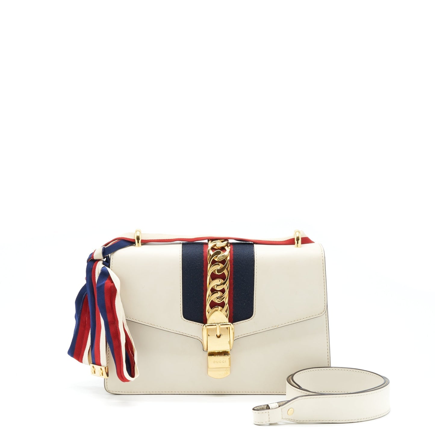 Gucci Sylvie Shoulder Bag White Small White Ghw