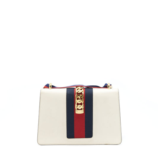 Gucci Sylvie Shoulder Bag White Small White Ghw