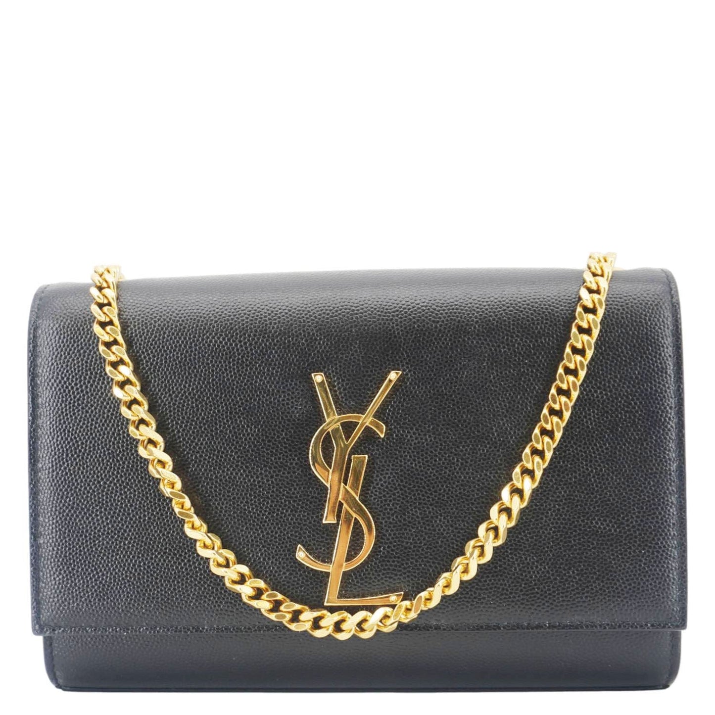 YSL Saint Laurent Kate Grain De Poudre Crossbody Bag Leather Black Medium