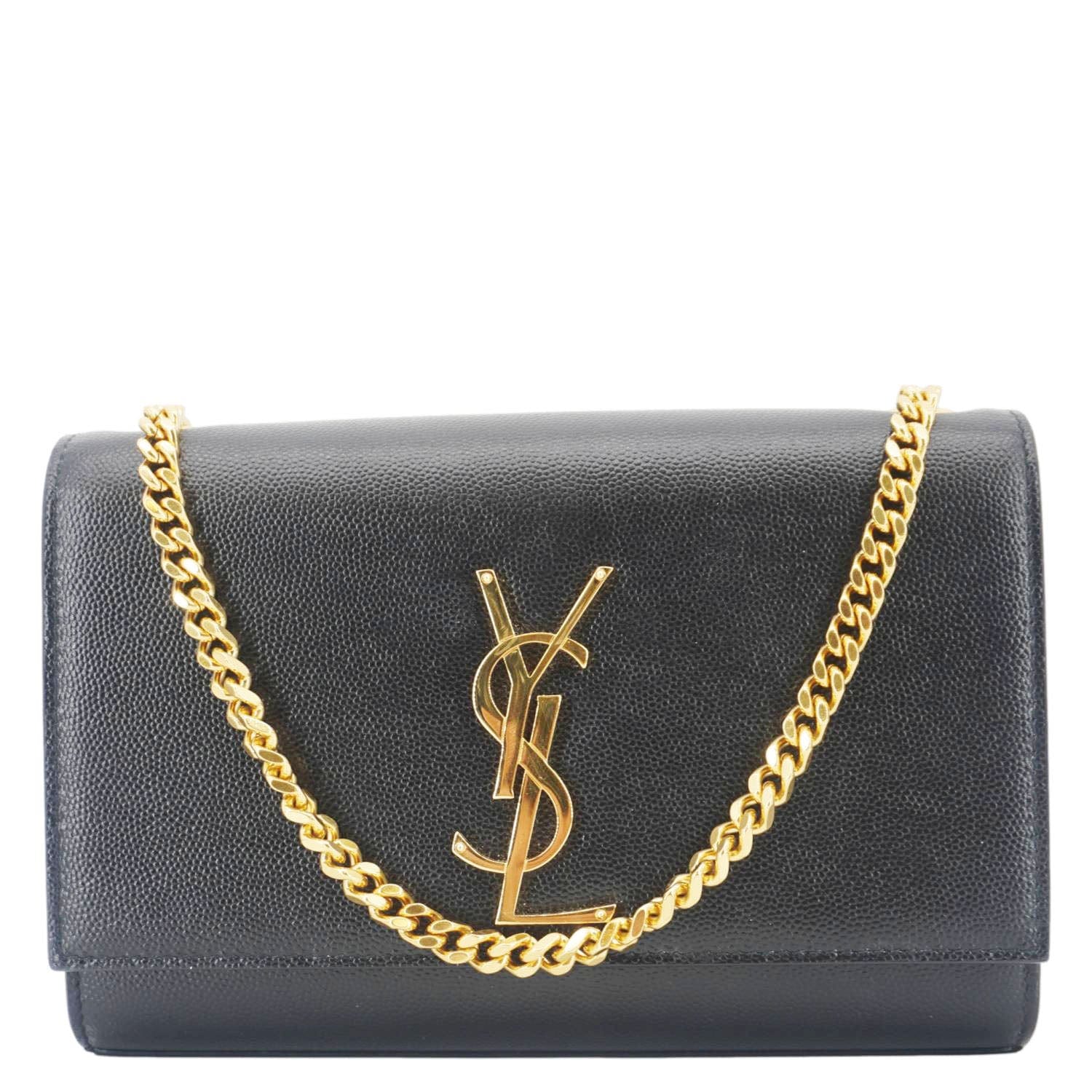 YSL Saint Laurent Kate Grain De Poudre Crossbody Bag Leather Black Medium