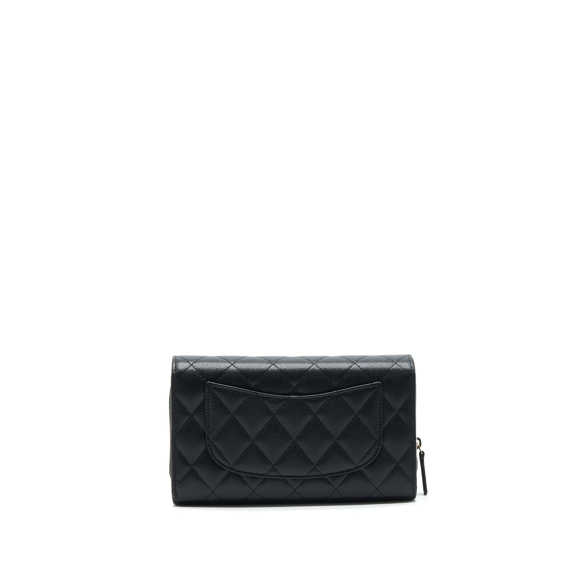 Chanel 3 1 On Caviar LGHW Black Wallet Case