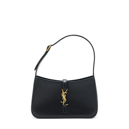 YSL Saint Laurent Le5 Hobo Purse Smooth Calfskin Black Shoulder Bag