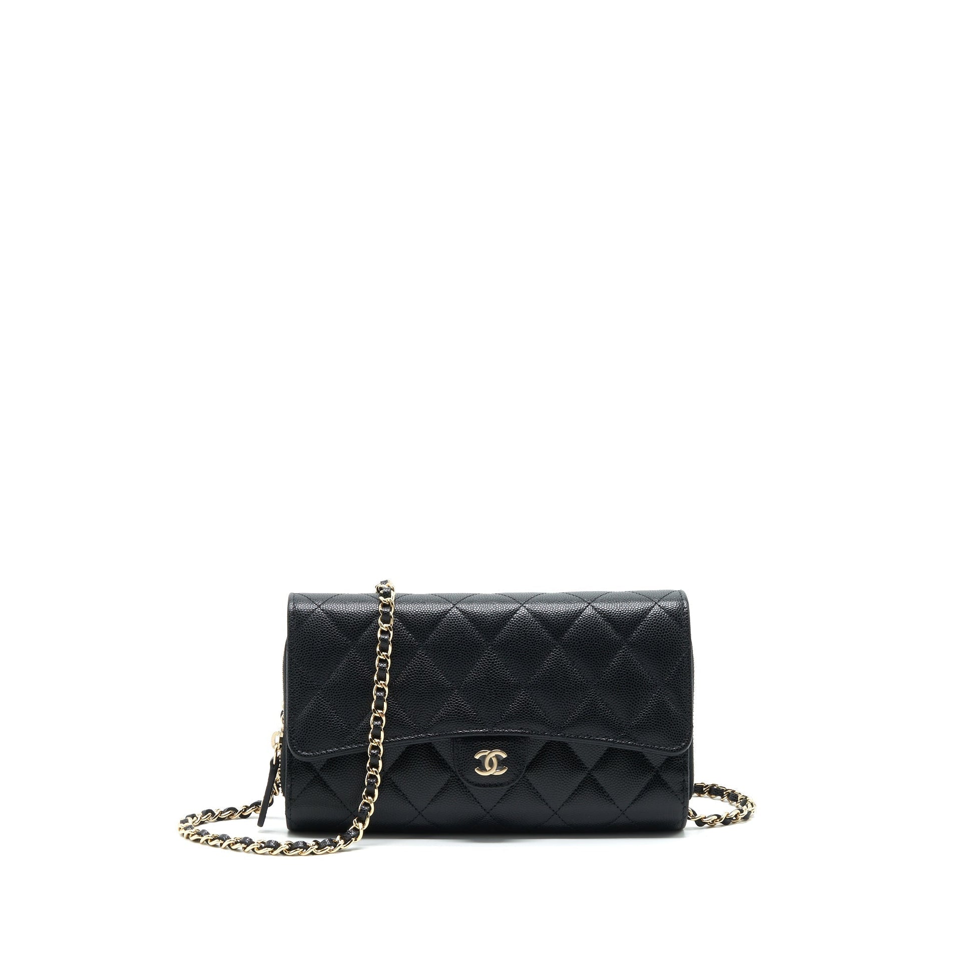 Chanel 22C 3 1 on Caviar LGHW Black Wallet Case