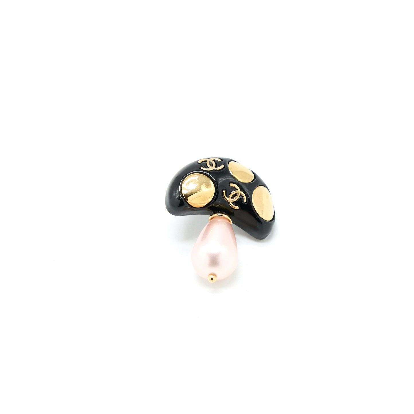 Chanel Mushroom Brooch Pearl Tone Gold Handbag