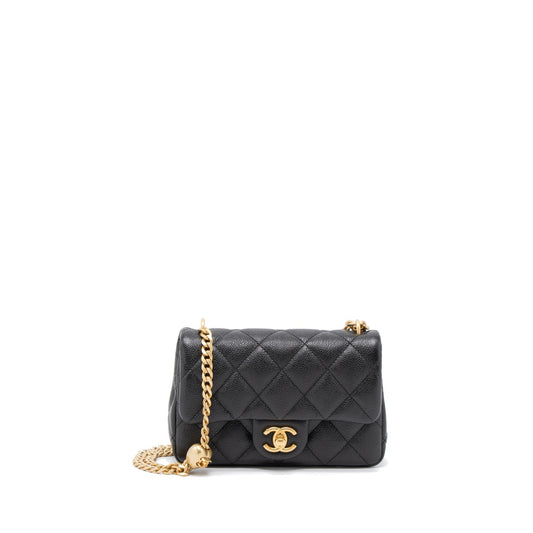 Chanel 23P Coco Love Flap Caviar GHW Black Shoulder Bag Microchip 1